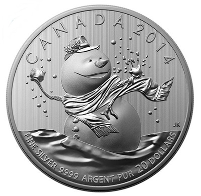 2014 $20 1/4oz Silver Coin Series - SNOWMAN